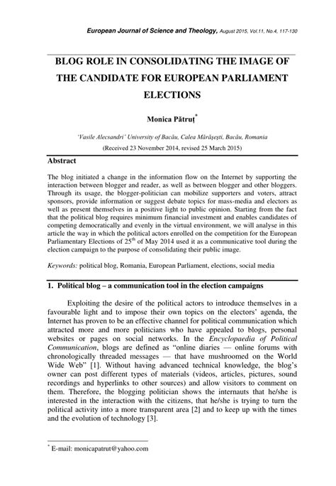 (PDF) Blog role in consolidating the image of the candidate for ...