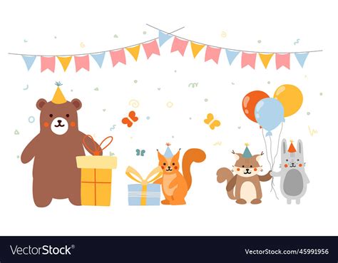 Animals birthday party Royalty Free Vector Image