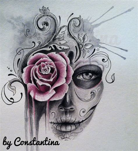 Pin by Kelsey Wray on Artsy | Skull girl tattoo, Feather tattoos, Sugar skull tattoos