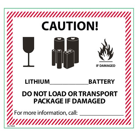 4-5/8" x 5" Caution Lithium Battery Labels (500 per Roll)