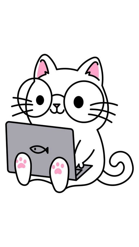 Cat with Laptop Sticker | Cute stickers, Sticker design inspiration ...