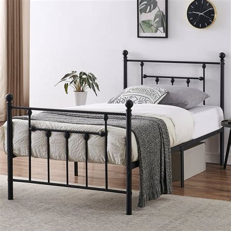 Twin Size Antique Bed Frame/Platform Bed with Victorian Iron Headboard ...