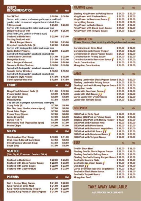 Menu at The Peak Restaurant, Scone, Gundy Road