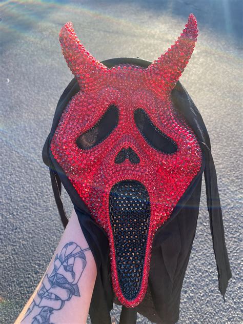 Rhinestone RED DEVIL Ghostface Scream Mask - Etsy Australia