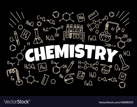 Chemistry background with formulas and symbols Vector Image