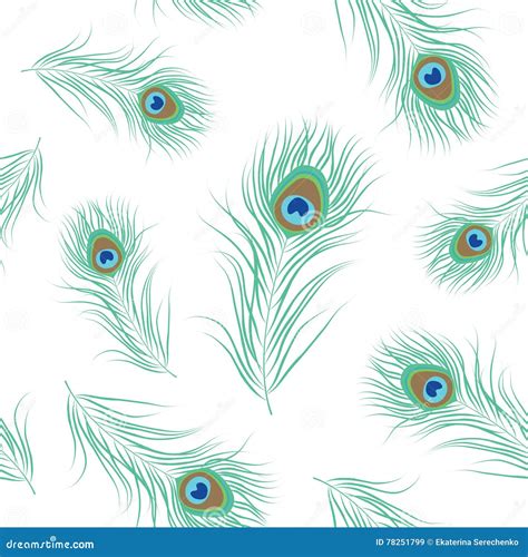 Peacock Feather Seamless Pattern Stock Vector - Illustration of animal, natural: 78251799