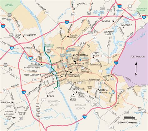 Columbia, South Carolina - Printable Map