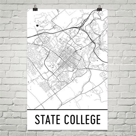 State College PA Street Map Poster - Wall Print by Modern Map Art