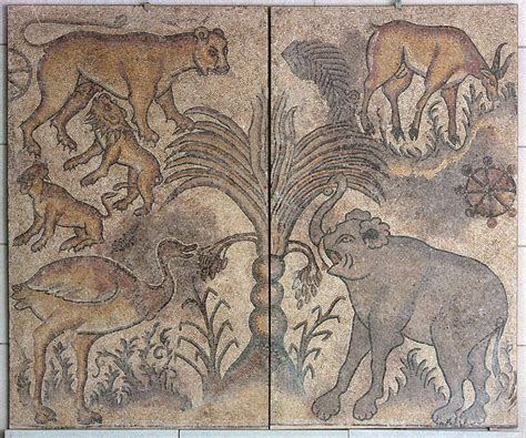 Scene with wild animals, Roman mosaic, 2nd–3rd century AD | Roman mosaic, Mosaic animals, Roman art