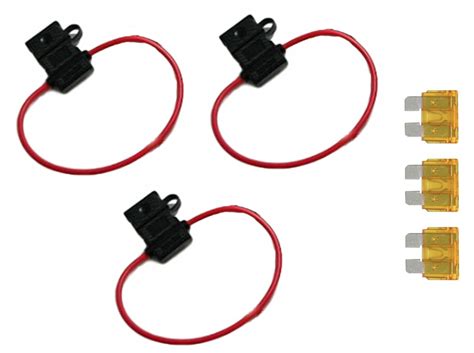 18 Gauge ATC ATO In-Line Fuse Holder Wire 12V Blade Waterproof 3 Pack 30 Amp