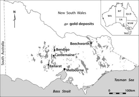 The central goldfields region of Victoria and places mentioned in the ...