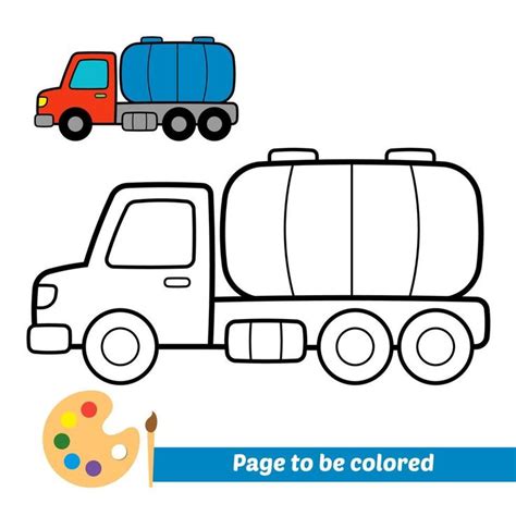 Coloring book for kids, tank truck vector | Kids colouring printables ...