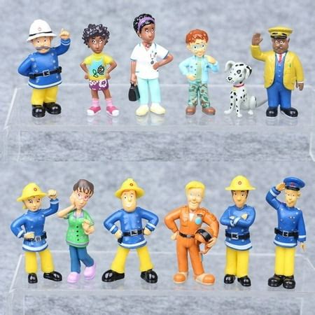 12Pcs/Set Fireman Sam Action Figure Toys Playset PVC Dolls Kids ...