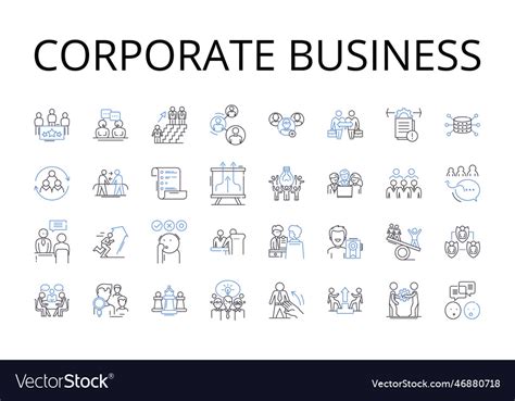 Corporate business line icons collection Vector Image