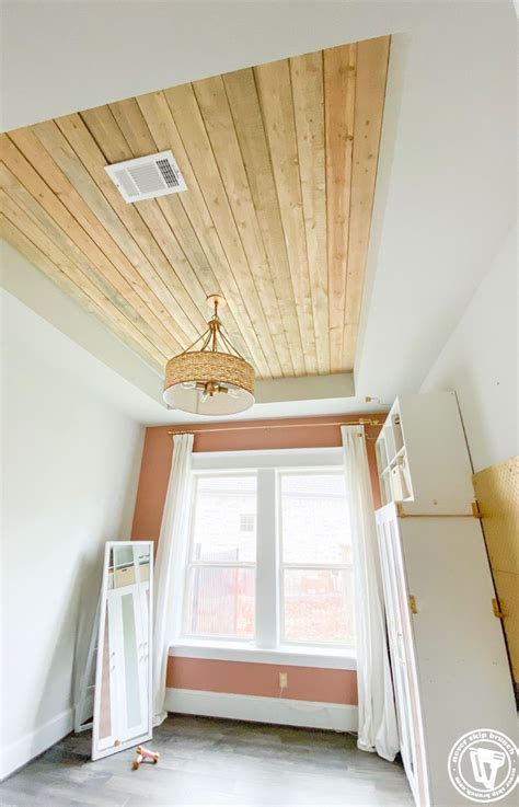 diy wood plank ceiling – make this simple modern accent ceiling [home gym part 01] | NEVER SKIP ...