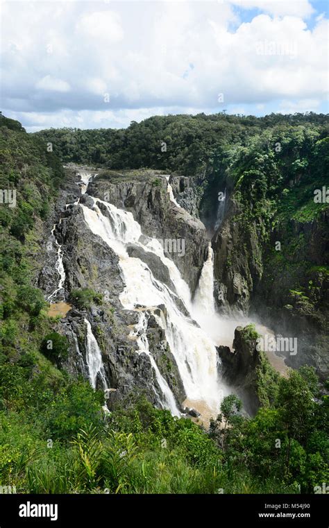 Vertical view of Barron Falls in full flow during the Wet Season, near ...