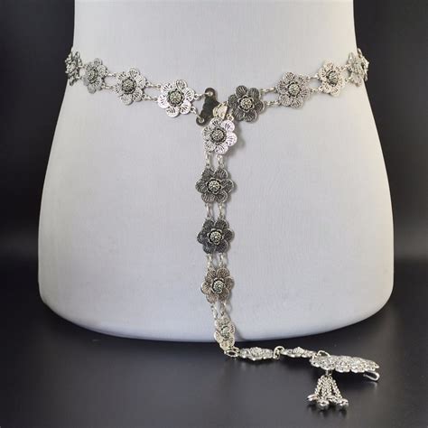 New Tribal Gypsy Boho Silver Alloy Carved Flower Belly Chains Women Dance Waist Chain Summer ...