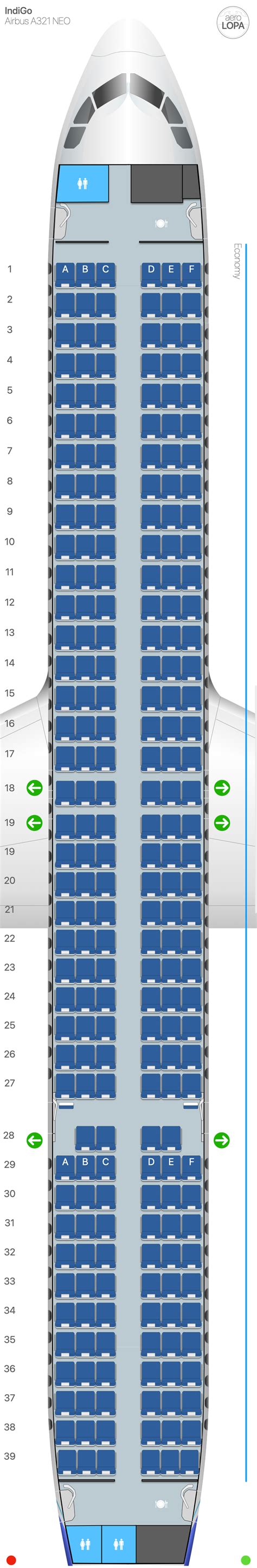 6E Airbus A321neo type 2 - aeroLOPA | Detailed aircraft seat plans