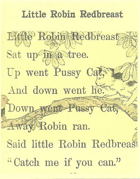 The "Little Robin Redbreast" From A 1922 Book 2 Pages Combined Into A ...