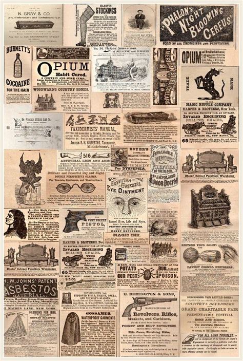 Spooky 1800s Newspaper Ads: PT Barnum, Coffins, Miracle Medical Cures Collage Sheet, Clip Art ...