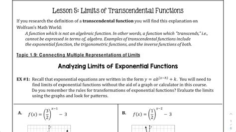 Lesson 5 Transcendental Functions - YouTube