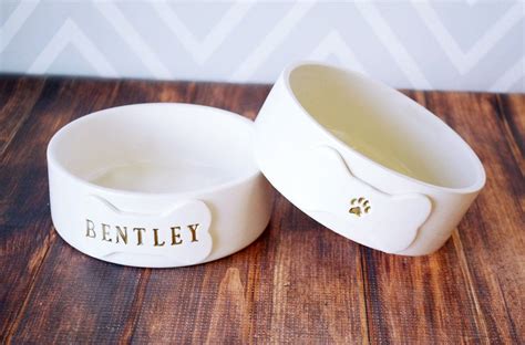 Personalized Dog Bowl - Small/Medium Size - With Name and Paw Print - Ceramic Bowl | Dog bowls ...