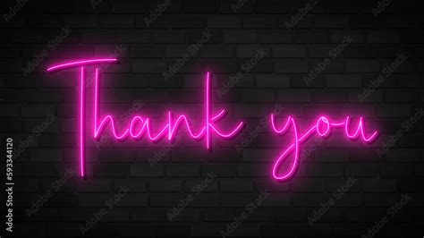 Thank you pink neon sign. Glowing neon lettering Thank you template. Stock Illustration | Adobe ...