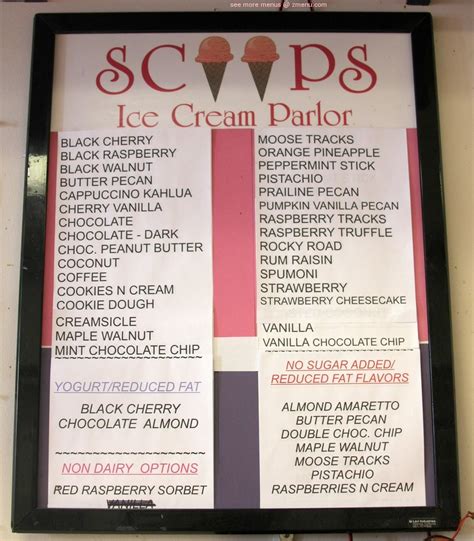 Menu at Scoops Ice Cream, Ocala, SW Highway 200