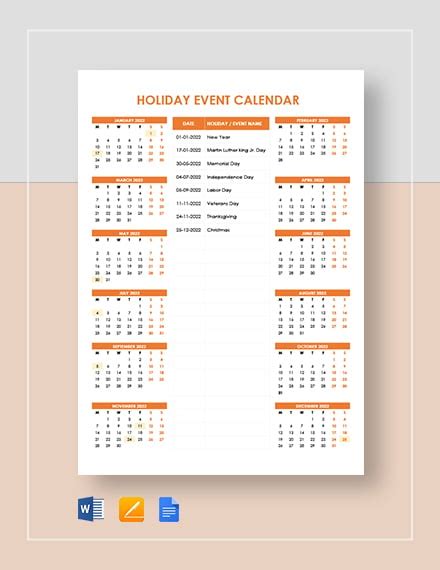 Event Calendar Template - 24+ Free Word, PDF Format Download | Free ...