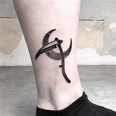 Scythe and crescent moon tattoo - Tattoogrid.net