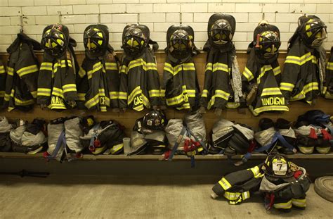 New York City Fire Department (FDNY) — Bunker gear at Engine 7 in Manhattan.