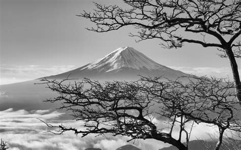 oa85-japan-fuji-maountain-bw-nature-wallpaper