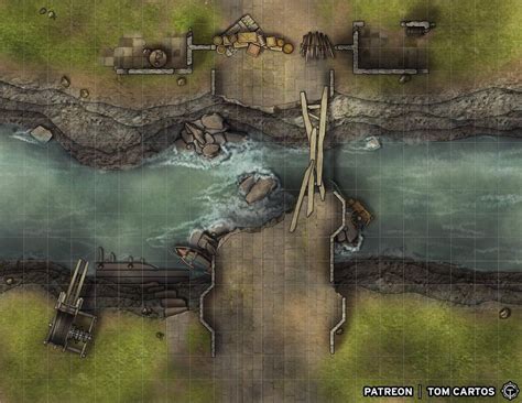 Ruined Bridge [22x17] : battlemaps | Fantasy map, Dungeon maps, Dnd world map