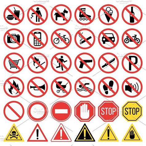 Prohibition Signs Set Vector