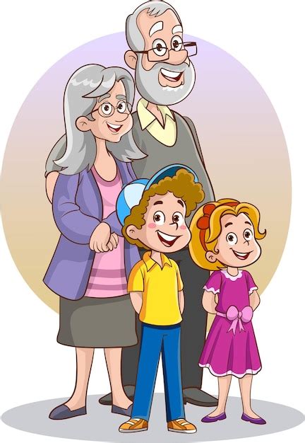 Premium Vector | Happy grandparents and kids family vector illustration.