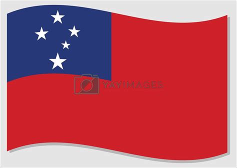 Waving flag of Samoa vector graphic. Waving Samoan flag illustration ...