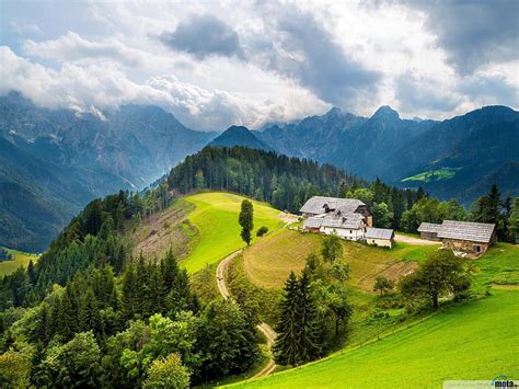 House on Top of the Mountain, forest, mountains, houses, nature, trees ...