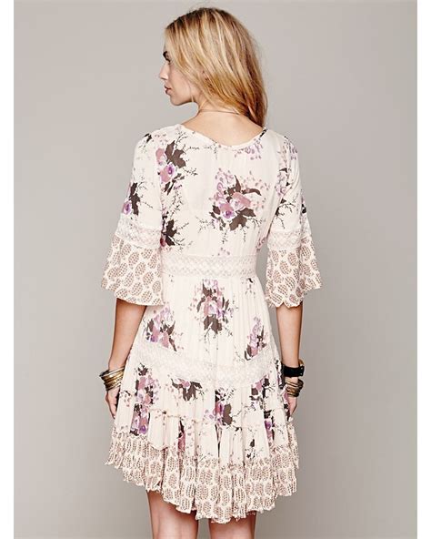 Free People Dream Cloud Print Dress in Ivory Combo (Pink) | Lyst