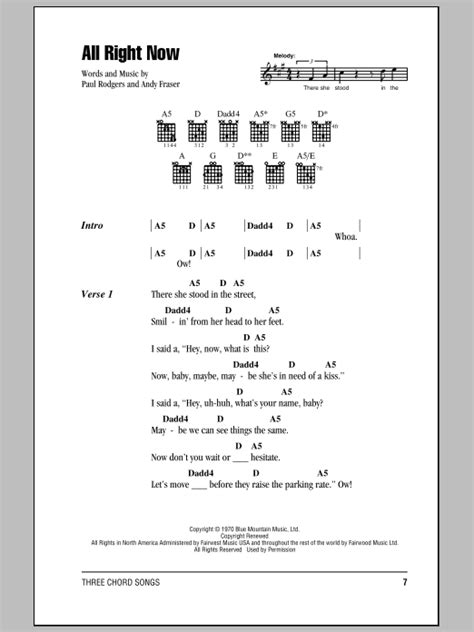 All Right Now by Free - Guitar Chords/Lyrics - Guitar Instructor