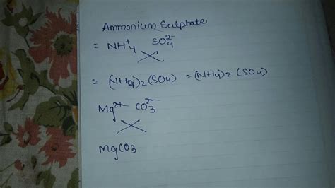 write the chemical formulae of the following compounds 1 ammonium sulphate 2 magnesium carbonate ...