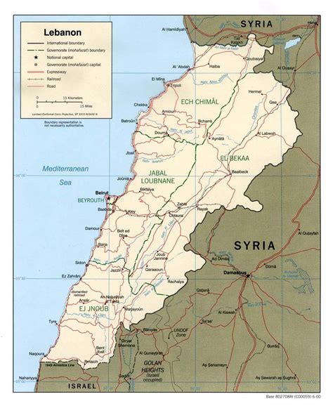 Lebanon map - Map Lebanon (Western Asia - Asia)