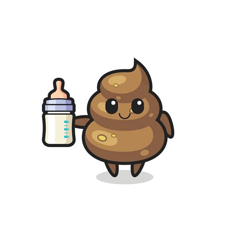 baby poop cartoon character with milk bottle 3426353 Vector Art at Vecteezy