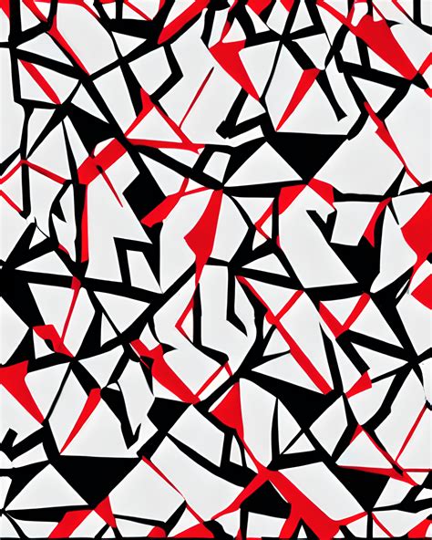 Geometric Abstraction in Matte Red White and Black · Creative Fabrica