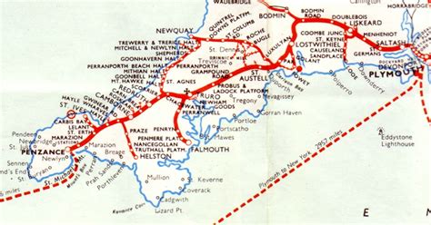 RAILWAYS | Cornwall: Map by Great Western Railways ღ⊰n | Cornwall map, British isles map, Devon ...