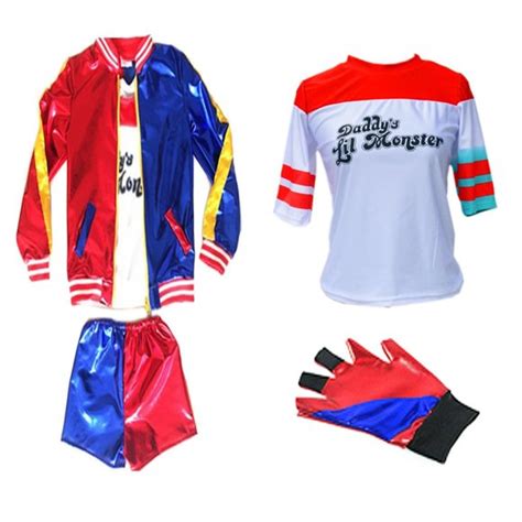 Diona J | Dresses | Costume Suicide Squad Harley Quinn Adult Shirt Jacket Coat Short Glove Set ...