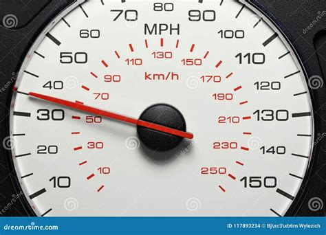 Speedometer at 35 MPH stock photo. Image of monitoring - 117893234