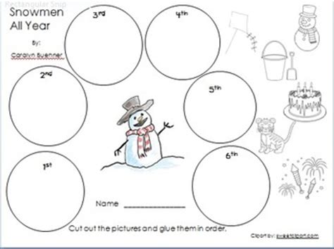 Snowmen All Year Sequence Activity by Lisa Tyrrell | TPT