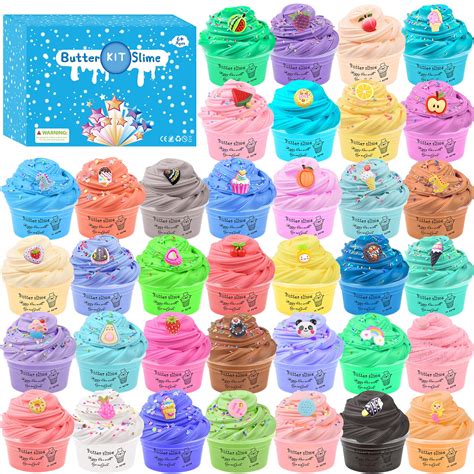 Buy Fluffy Slime Kit for Girls and Boys -36 Pack Scented Butter Slime Set, Soft and Non-Sticky ...