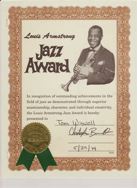 hatobeus: Tom Wiswell wins the Louis Armstrong Jazz Award at CHHS