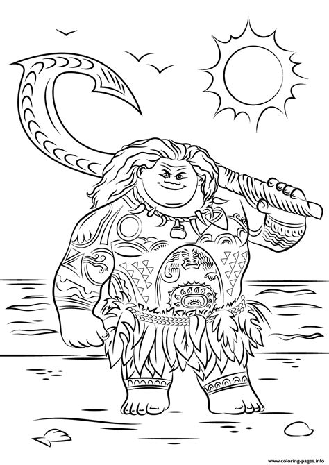 Maui From Moana Disney Coloring page Printable